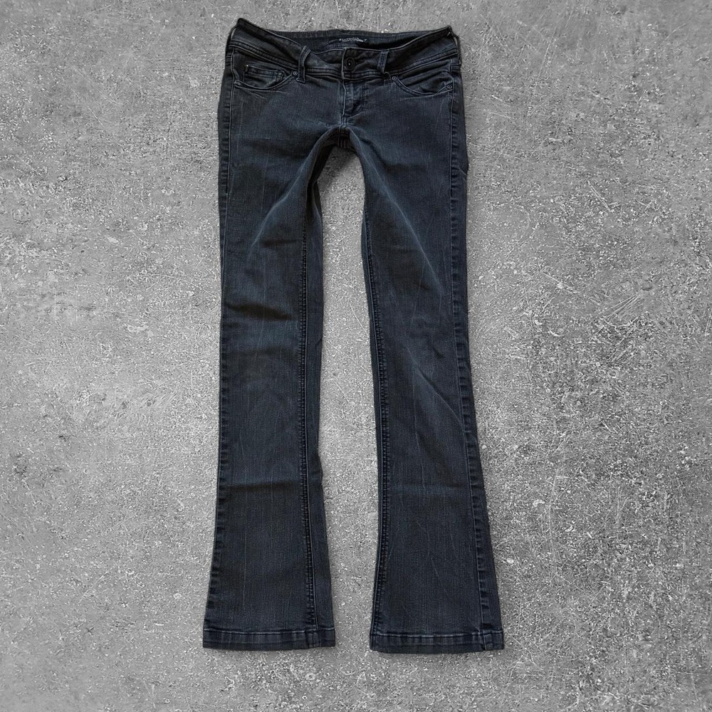Lovesick Y2K Low Rise Bootcut Jeans Black Purple Stitching Size 7 28 Waist